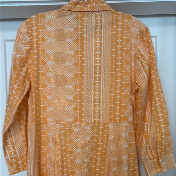 Julia Armory NWT Elegant Orange Geometric 3/4 Sleeve Dress With Pockets - Picture 4 of 6
